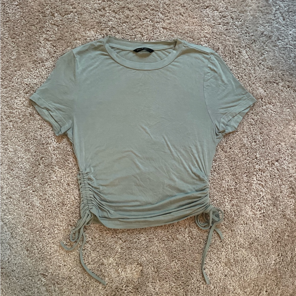 SHEIN Soft Basics Sage Green Short Sleeve T-Shirt w/ Adjustable Length Size S